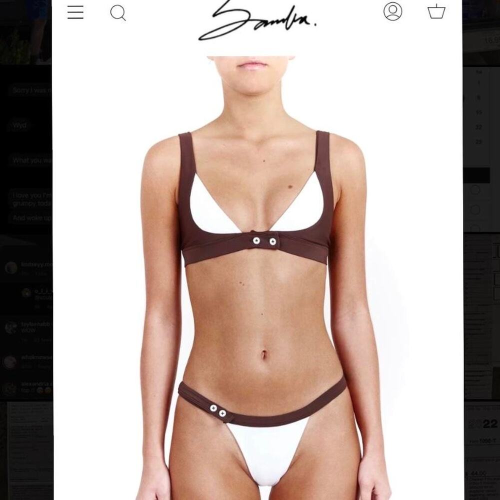 Bamba Swim Bandit Set in White/Brown